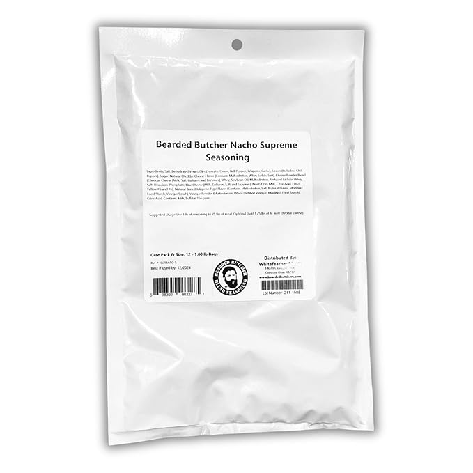 Bearded Butchers Nacho Supreme Seasoning, 16oz ??For Up to 25 lbs of Meat ??Perfect for Bratwurst