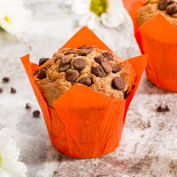 Restaurantware Panificio Premium 4 oz Orange Paper Tulip Baking Cup: Paper Baking Cups Perfect for