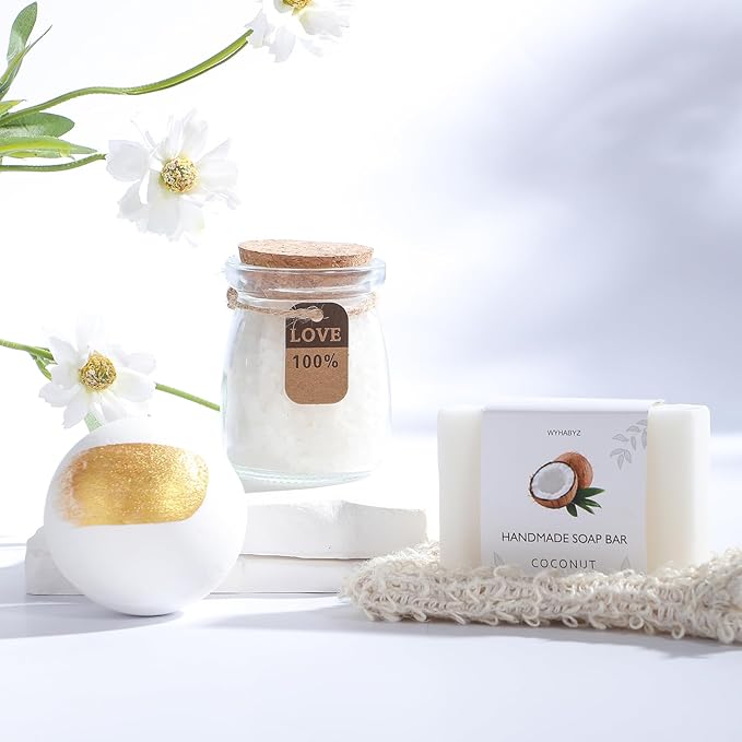 Coconut Spa Gifts for Women Birthday Self Care Kit Christmas Gifts Basket Thank You Relaxing Bath