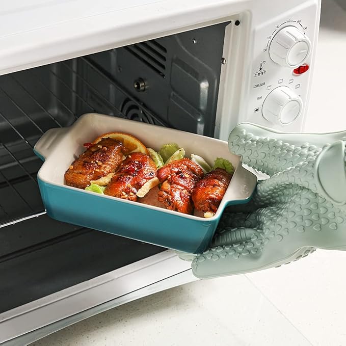 Sweejar Ceramic Baking Dish, Rectangular Small Baking Pan with Double Handles, 20 Oz for Cooking