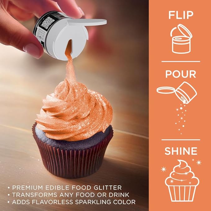 Bakell - Pumpkin Orange Tinker Dust (5g, 1x Jar) Edible Glitter for Food, Desserts, and Beverages!