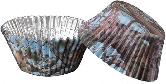 Light Blue Camo Cupcake Liners (36 pack, foil backed, Hi Def.color will not fade) Light Blue Camo