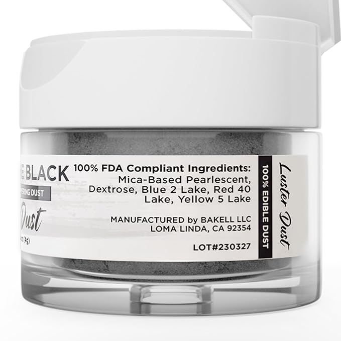 Luster Dust - Moonstone Black (4g 1x Jar) | Edible Vegan Dust & Paint for Cake Decorating, Ice