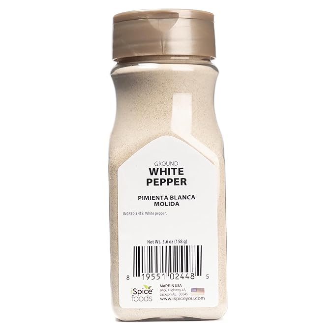 iSpice Ground White Peppers Spices and Seasonings For Cooking, 5.6 Ounce White Peppercorns