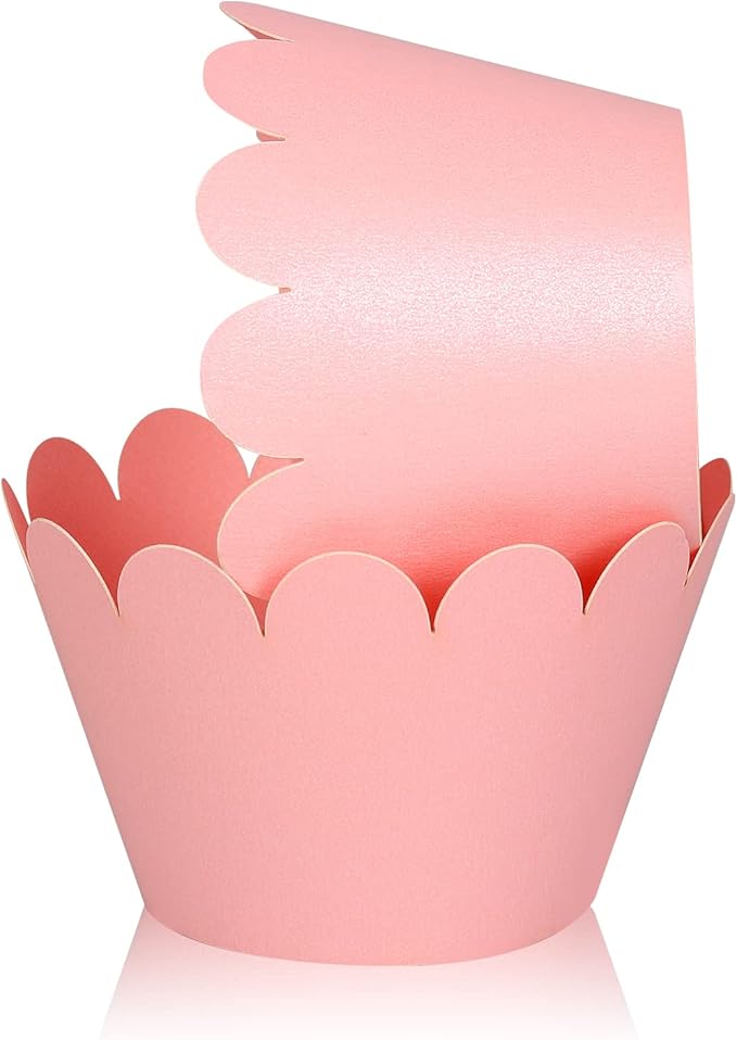 KPOSIYA Set of 100 Artistic Bake Cake Cups Filigree Little Vine Lace Laser Cut Cupcake Wrapper