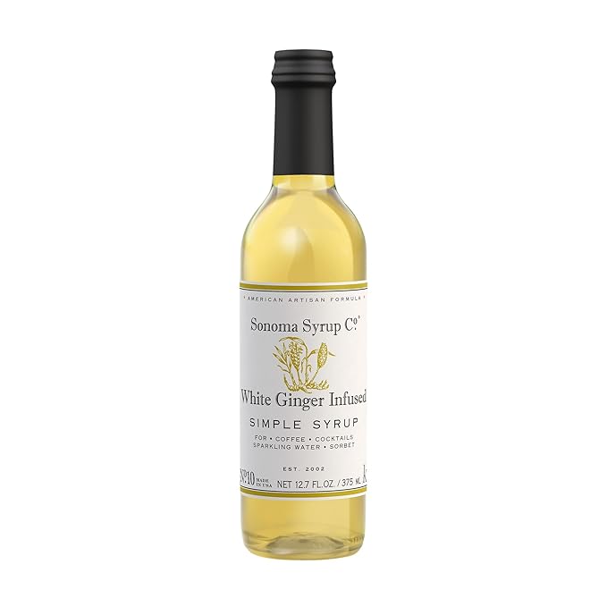 Sonoma Syrup Co. White Ginger Infused Simple Syrup 12.7 fl oz | for Cocktails, Tea, and Baking |