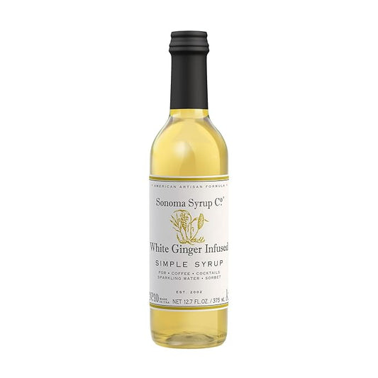 Sonoma Syrup Co. White Ginger Infused Simple Syrup 12.7 fl oz | for Cocktails, Tea, and Baking |
