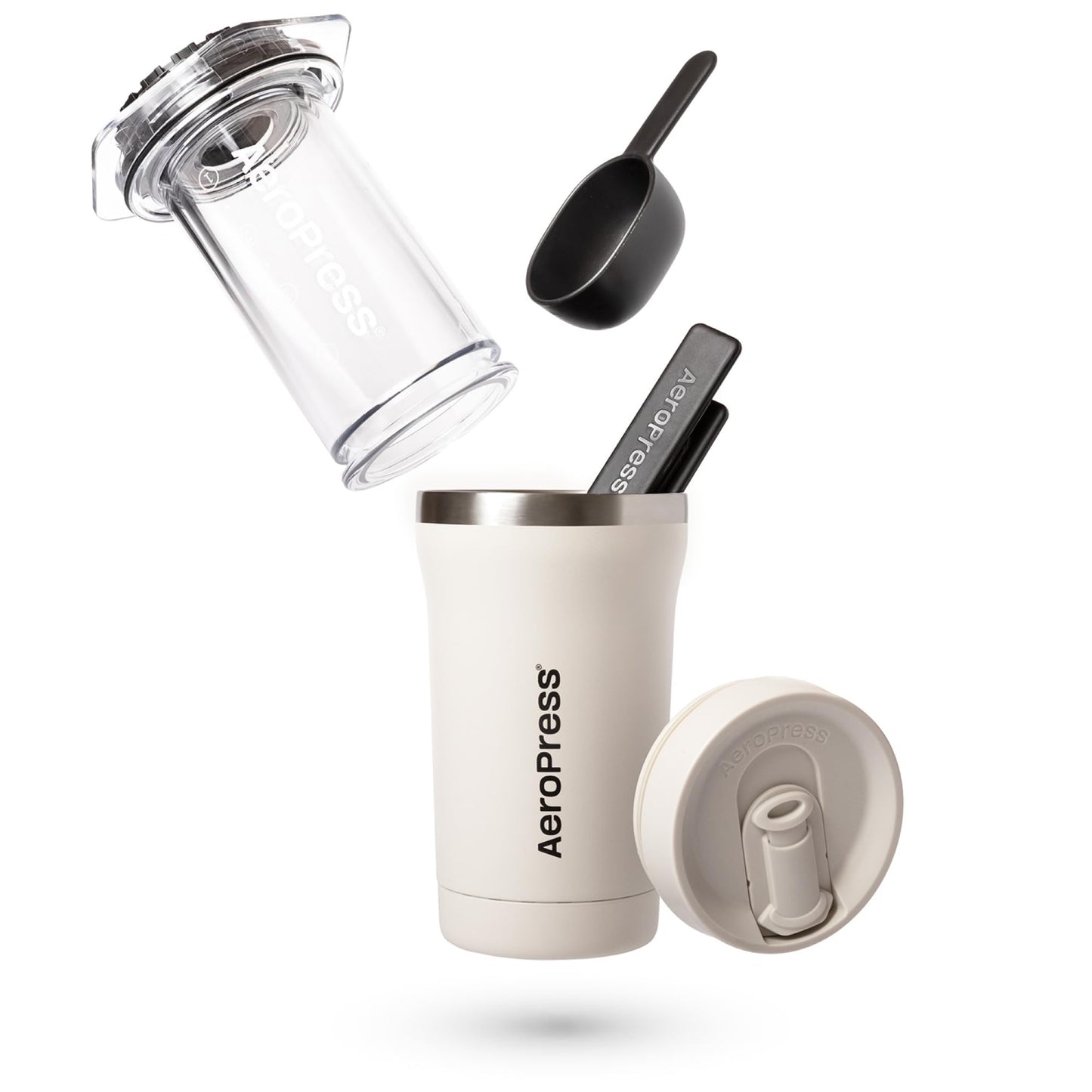 AeroPress Go Plus Portable Coffee Maker Kit, Cream