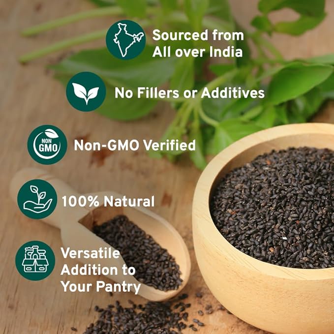 HANDPICK Holy Basil Seeds (397g/14oz) Gluten free, Raw Sabja, Tukmaria Seeds from India, Packed in