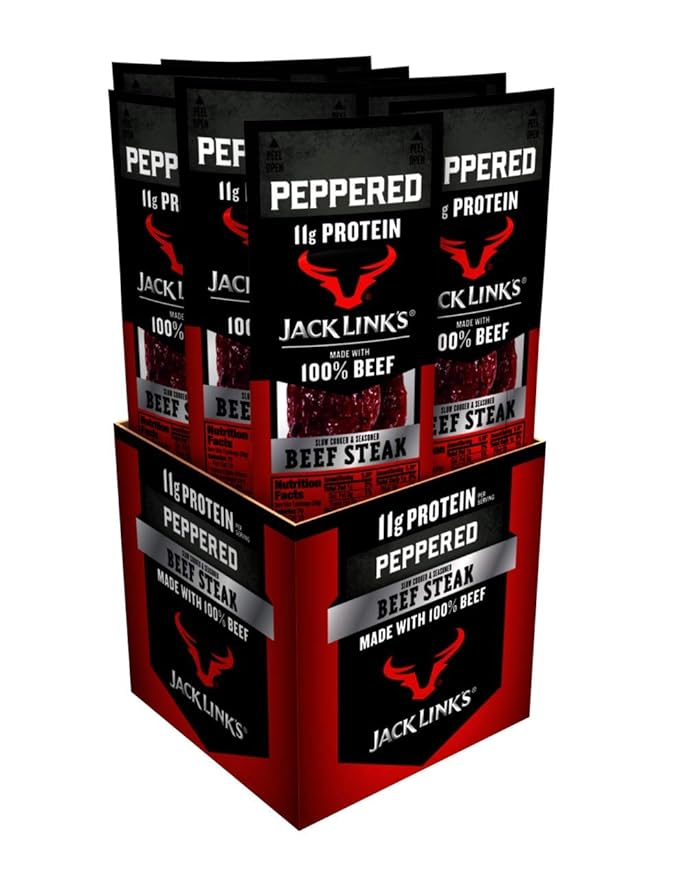 Jack Link's Beef Steak, Peppered - Protein Snacks, Meat Snack with 11g of Protein, Made with 100%