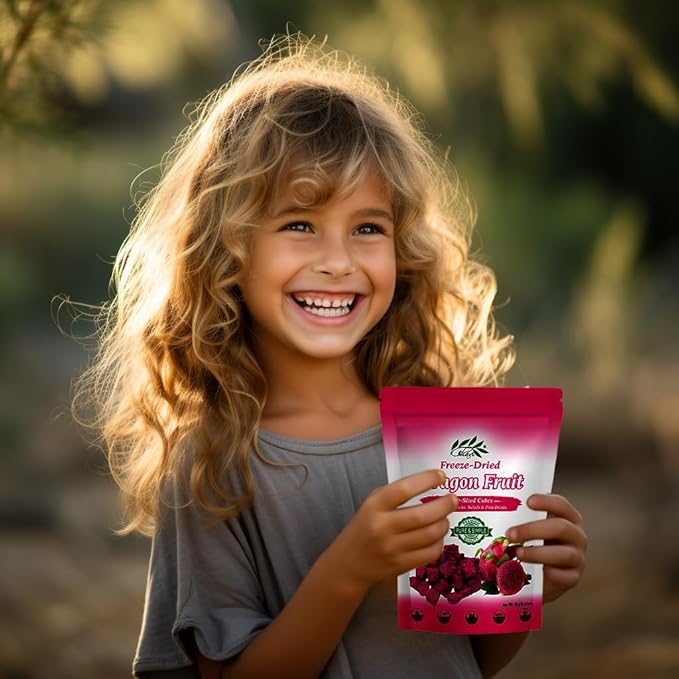 CHAVI Freeze-Dried Diced Dragon Fruit Snack - 2 Oz - Healthy 1 Ingredient Superfood - No Added