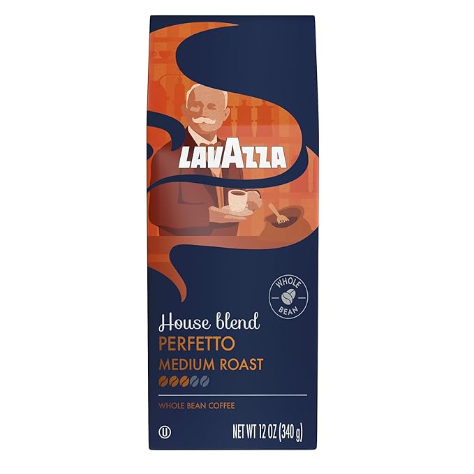 Lavazza House Blend Perfetto Whole Bean Coffee 12oz Bag, Medium Roast, Full-bodied, Intensity 3/5