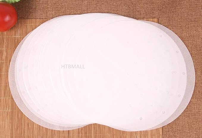 200pcs Air Fryer Liners, 8 inches Bamboo Steamer Liners, Premium Perforated Parchment Steaming