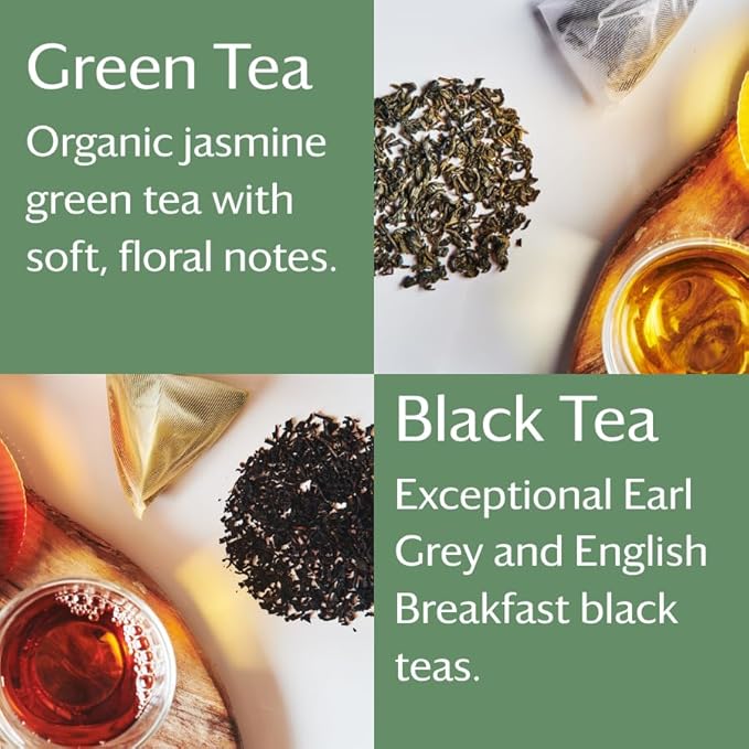 Grace Farms Tea Variety 108 Count Envelopes | Black, Green, and Herbal Individually Wrapped Tea