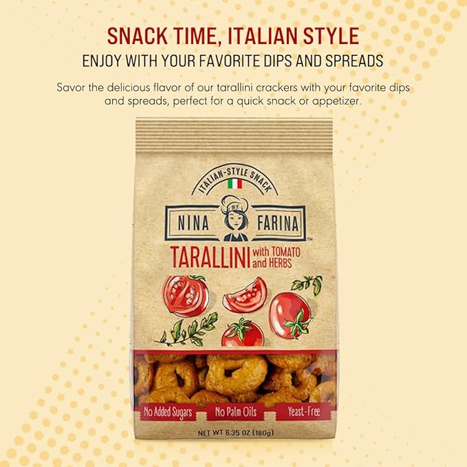 NINA FARINA Tarallini Variety Pack-Fresh Baked Italian Crackers Free from Added Sugars, Palm Oils &