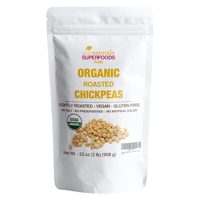 Organic Roasted Chickpeas 2 LB- USDA Organic Certified ??Healthy Snack, Lightly Roasted, No Oil, No