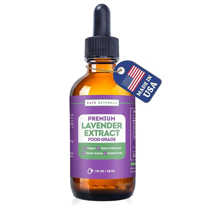 Kate Naturals Lavender Extract for Baking, Drinks, Coffee, Lattes. Food Grade Lavender Oil for