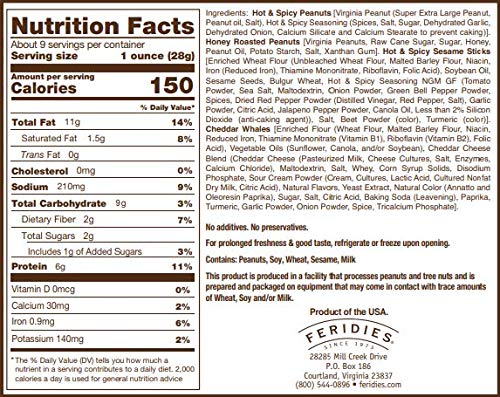 FERIDIES Happy Hour Heat Nuts Snack Mix, Hot and Spicy Peanuts, 9oz Vacuum-Sealed CAN