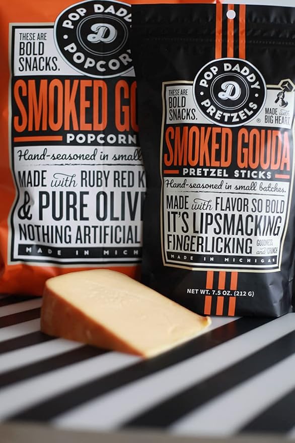Pop Daddy Flavored Pretzels Sticks, Healthy Gourmet Pretzels Snacks, 7.5oz Individual Bags, 3 Pack