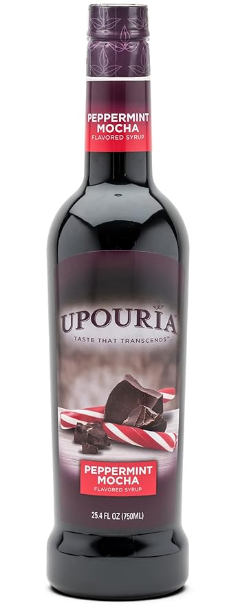 Upouria Peppermint Mocha Coffee Syrup Flavoring, 100% Vegan, Gluten-Free, Kosher, 750 mL Bottle