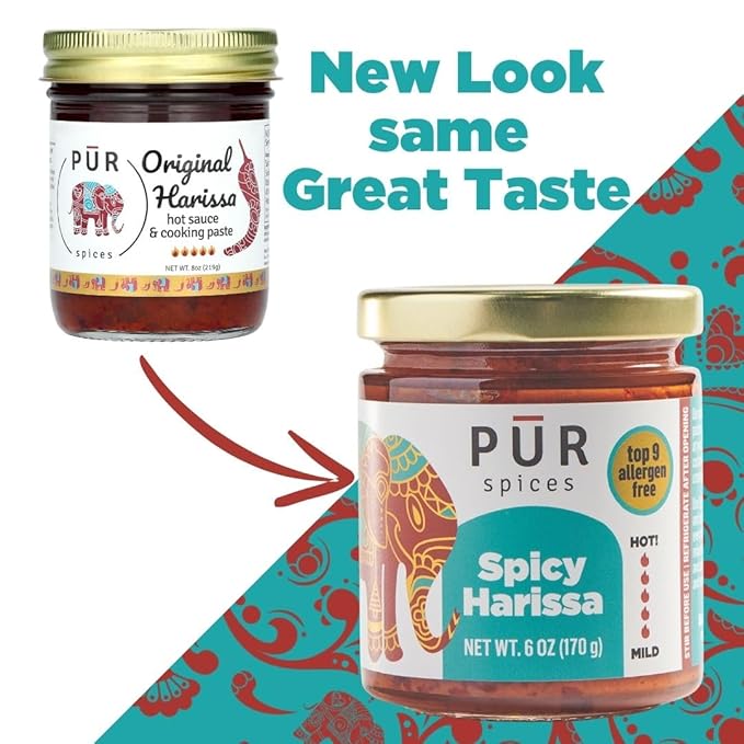 PUR Spices Original Spicy Harissa Paste I Hot Sauce for Cooking and Dipping I Spicy Chili Pepper