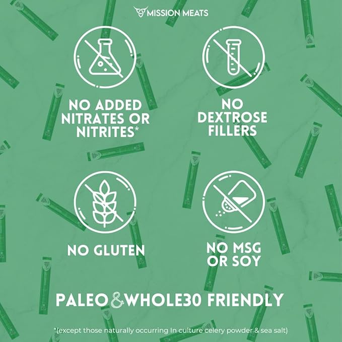 Mission Meats Beef Sticks – 100% Grass Fed & Pasture Raised, Zero Sugar, Gluten Free, Individually