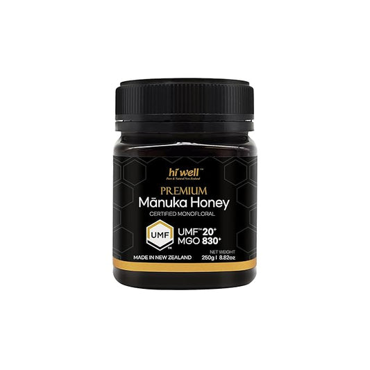 Hi Well Premium New Zealand 100% Manuka Honey UMF 20+ MGO 830+ | Certified Monofloral Raw Honey