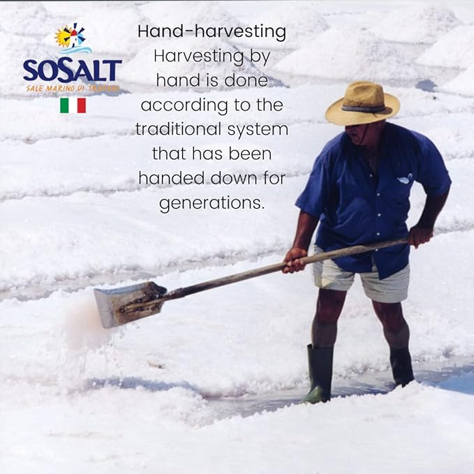 SOSALT DAL MARE DI TRAPANI Kosher Certified Coarse Sea Salt from Trapani, Sicily, Naturally Farmed
