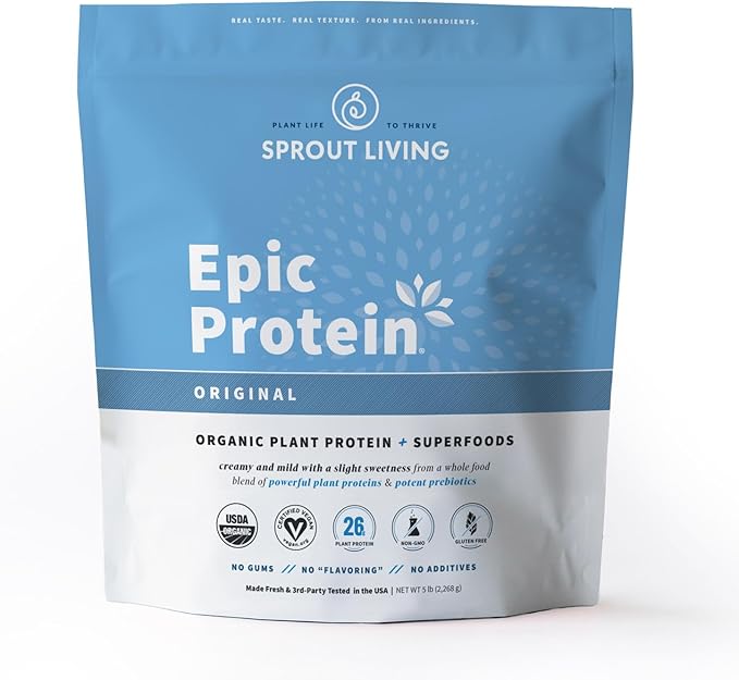 Sprout Living Plant Based Protein & Superfoods Powder, Original, Unflavored | Organic Protein