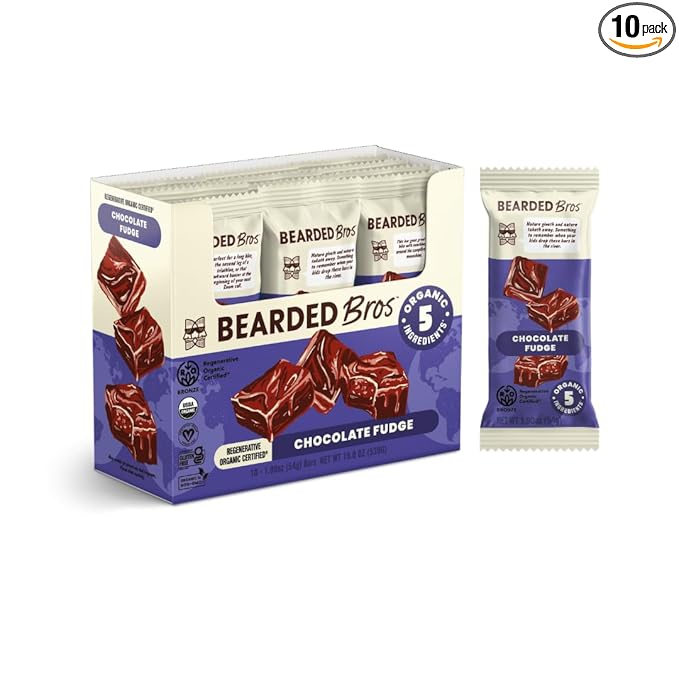 Bearded Brothers, Organic Vegan Protein Energy Bars, Chocolate Fudge (10 Pack) - Gluten Free