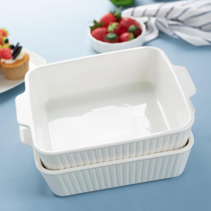 Casserole Dishes for Oven, 10'' Square Casserole Baking Dish, 2 Pack Ceramic Baking Dishes