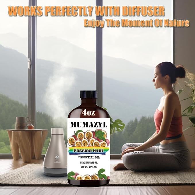 Passion Fruit Essential Oil, Passion Fruit Oil 4 Fl Oz 120ML for Diffuser Humidifier Yoga Cleaning