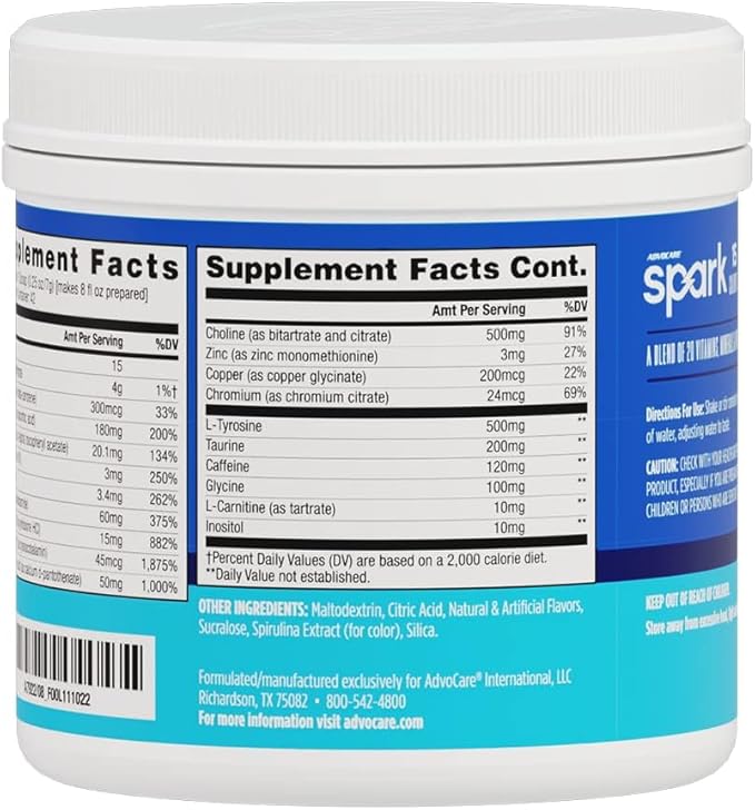 AdvoCare Spark Vitamin & Amino Acid Supplement - Focus & Energy Drink Powder Mix with Vitamin A