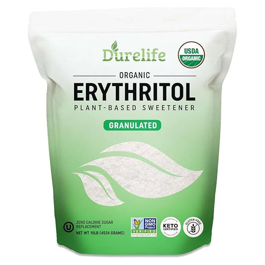Durelife USDA organic erythritol sweetener, non gmo verified, Keto certified, No After Taste