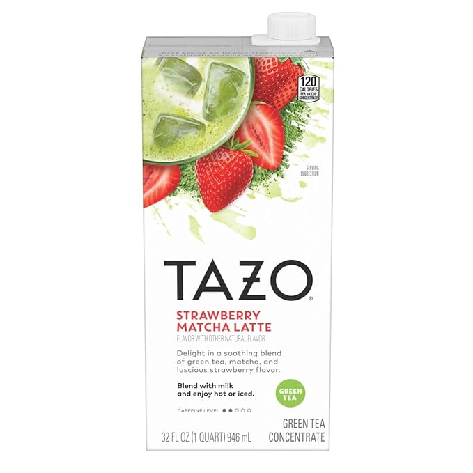 TAZO Tea Concentrate, Strawberry Matcha Latte, & Green Tea Matcha Latte 32 Fl Oz (1ea) (Variety