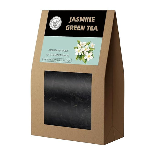HANFANGLING Jasmine Green Tea - Premium Loose Leaf Tea with Natural Jasmine Flowers, 100% Natural