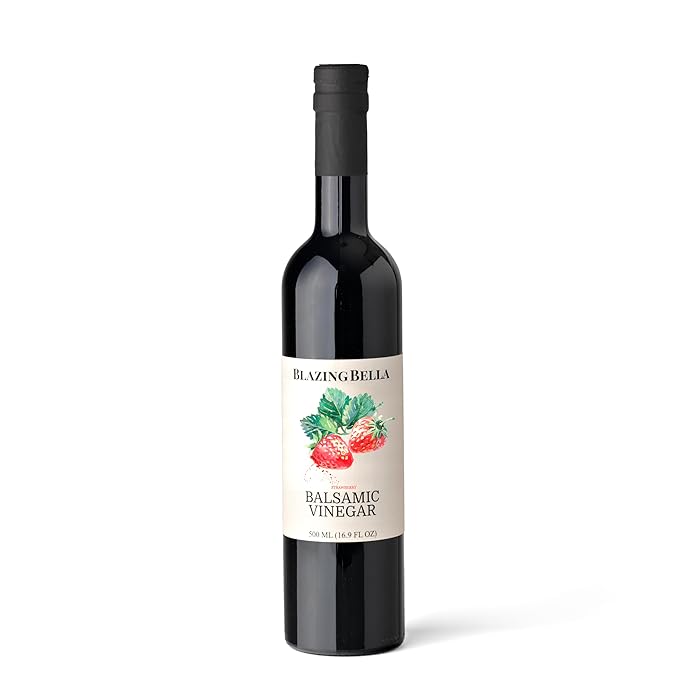Blazing Bella Strawberry Balsamic Vinegar. Large 16.9 Fl Oz (500ML) Salad Balsamic - Premium