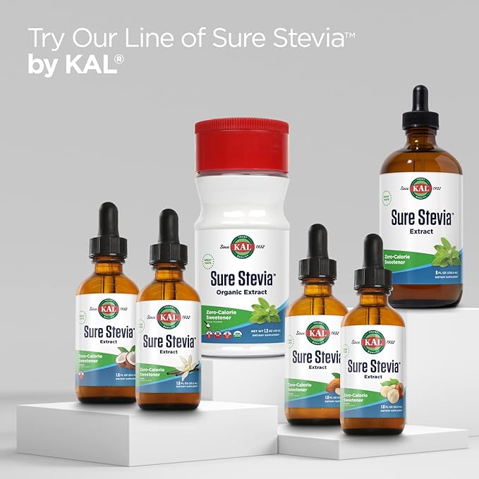 KAL Sure Stevia Extract Powder, Low Carb, Plant Based Stevia Sweetener, Great Taste, Zero Calories