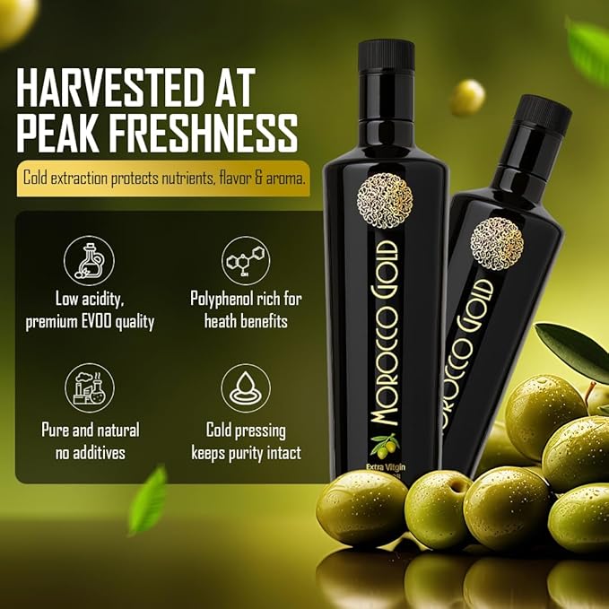 Morocco Gold New Harvest Extra Virgin Olive Oil Early Harvest ??Cold Pressed ??Polyphenol Rich