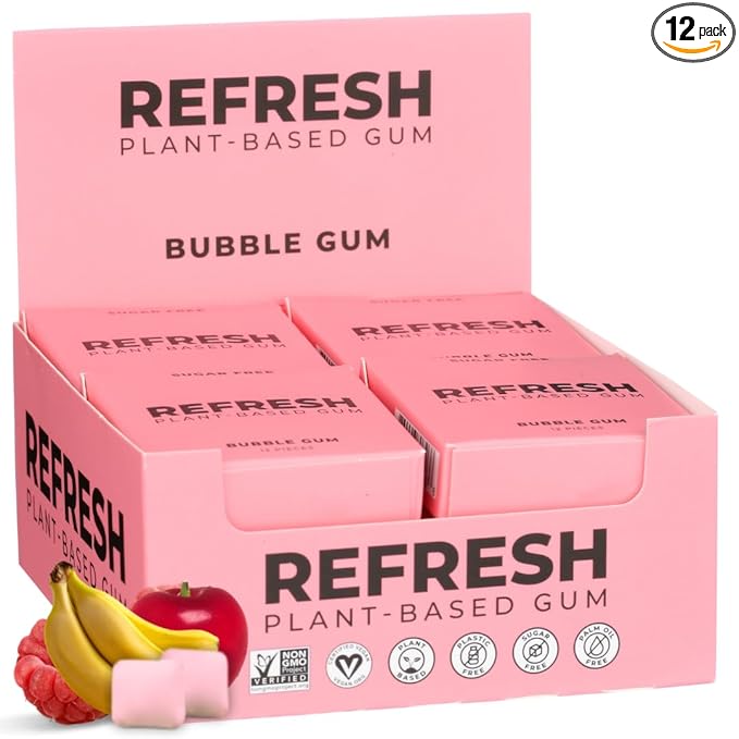 Refresh Gum, Xylitol, Sugar Free, Natural, Long Lasting Chewing Gum, Natural Flavors & Organic