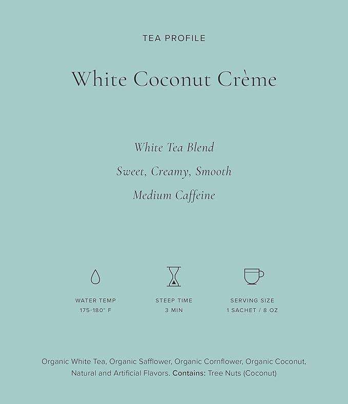 Art of Tea | Organic White Coconut Crème | 12 Count Eco Friendly Sampler Box Assortment | Premium