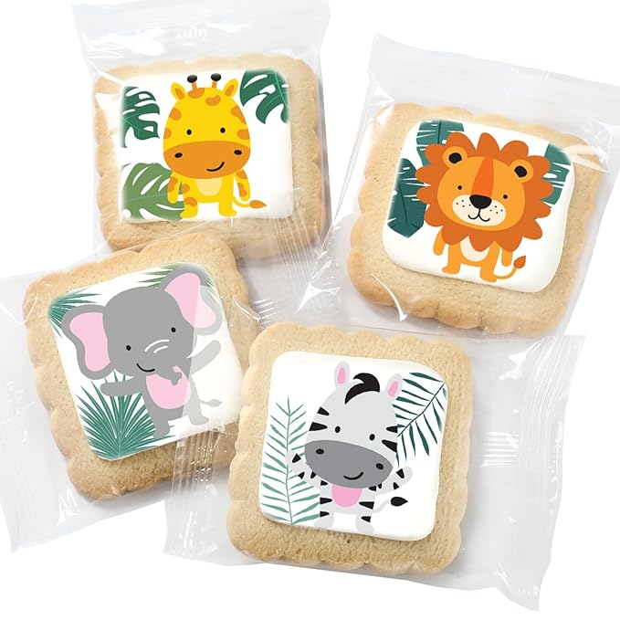 Safari Animal Cookies Theme Individually Wrapped themed Party Favors Baby Shower 24 Pack Bulk for