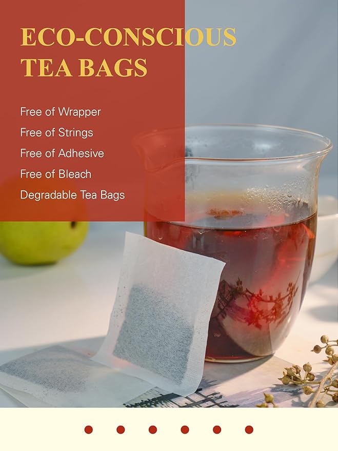GLDNT Organic Pu-erh Tea Bags, Fermented Yunnan Dark Tea, Bold & Mellow Flavor, Caffeinated, 100