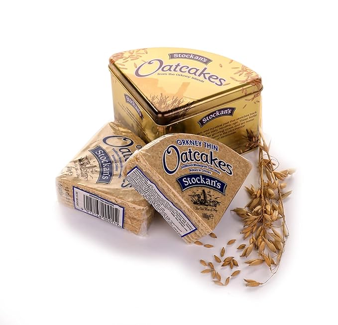 Stockan's Orkney Wholegrain Thin Oatcakes Gifting Tin - Traditional Scottish Savoury Biscuits