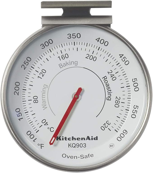 KitchenAid KQ903 3-in Analog Dial Oven/Appliance Thermometer, Oven Food Grill Chef Smoker Cooking