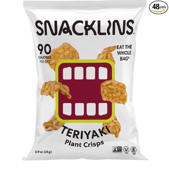 SNACKLINS Plant Based Crisps TERIYAKI - Gluten Free, Grain Free, 100% Kosher, Vegan Healthy Snacks