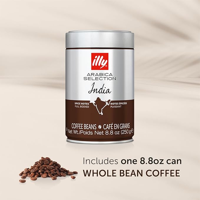 illy Whole Bean Coffee, Arabica Selections, India, Single Origin, 100% Arabica, All-Natural, No