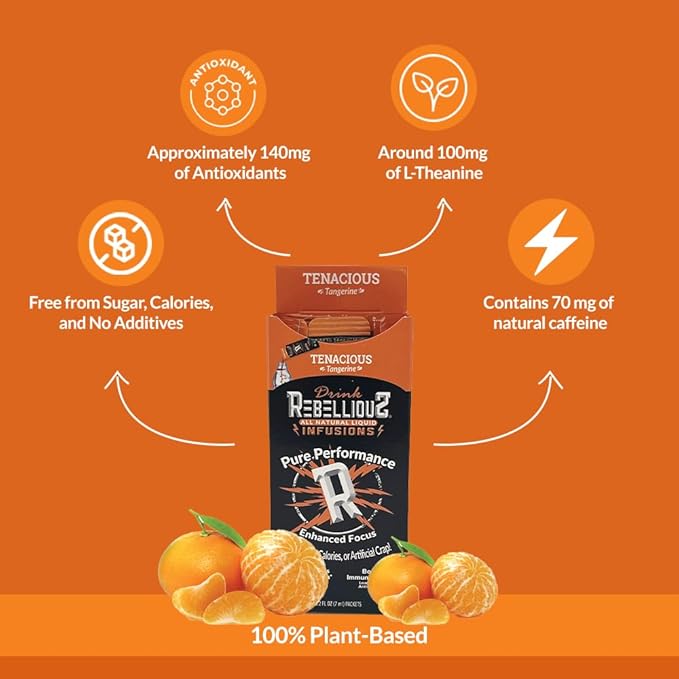 Rebellious Tenacious Tangerine Organic Drink Mix ??Zero Calorie Energy Drink Mix | Monk Fruit &