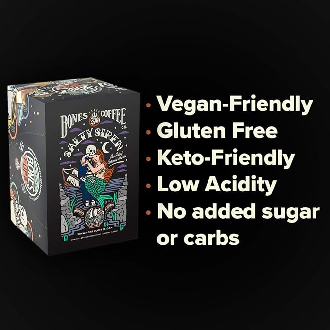 Bones Coffee Company Flavored Coffee Bones Cups Salty Siren Caramel Chocolate | 12ct Single-Serve
