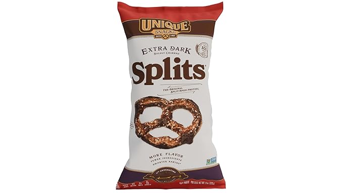 Unique Snacks Extra Dark Splits Pretzels, Original Split-Open Pretzels, Delicious Homestyle Baked